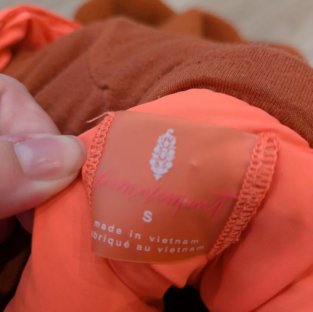 Free People Movement Lead The Pack Orange Fleece Hoodie Size S - Picture 6 of 6